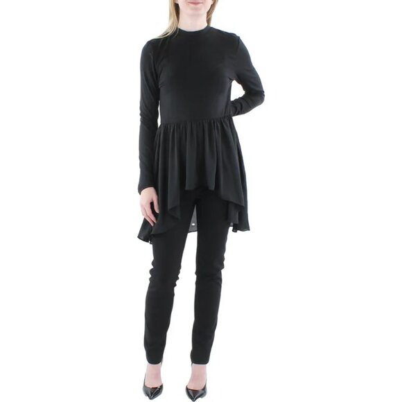 CHIFFON TRIM HI-LOW TUNIC TOP - Picture 4 of 4